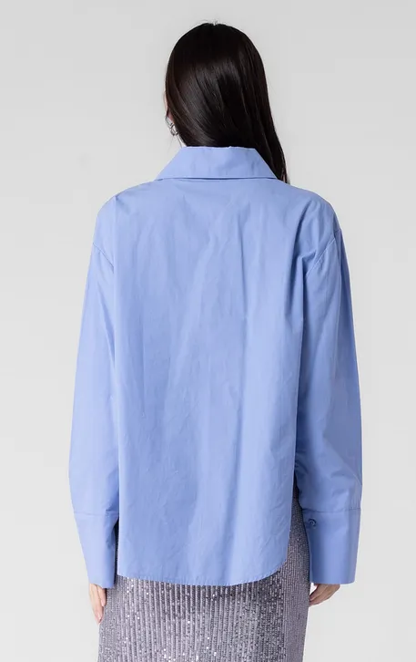 Riley Oversized Blouse in Ocean Blue