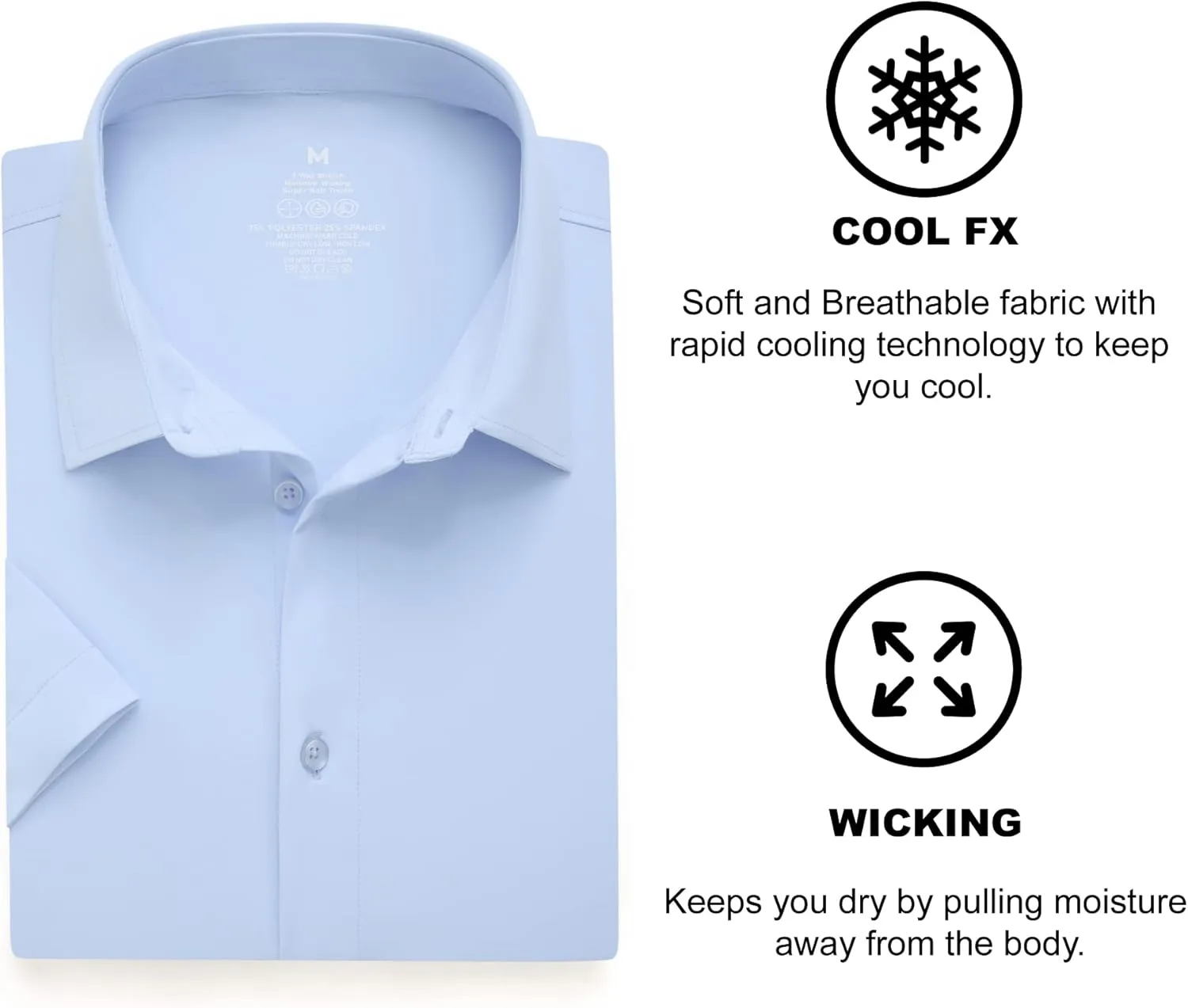 SAMERM Mens Dress Shirt Wrinkle Free Moisture Wicking 4-Way High Stretch Super Soft Casual Button Down Shirts
