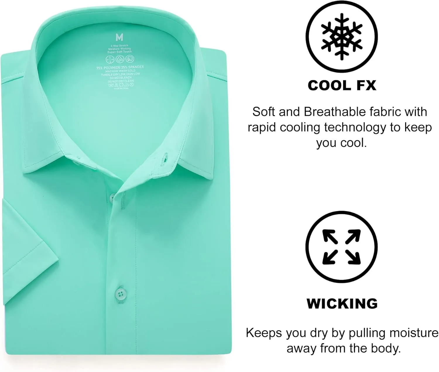 SAMERM Mens Dress Shirt Wrinkle Free Moisture Wicking 4-Way High Stretch Super Soft Casual Button Down Shirts