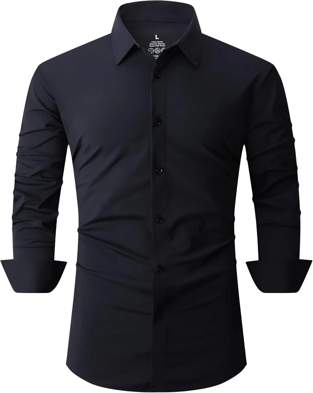 SAMERM Mens Dress Shirt Wrinkle Free Moisture Wicking 4-Way High Stretch Super Soft Casual Button Down Shirts