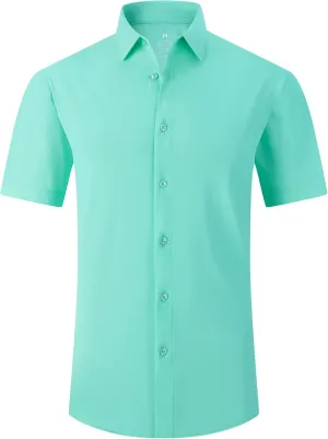 SAMERM Mens Dress Shirt Wrinkle Free Moisture Wicking 4-Way High Stretch Super Soft Casual Button Down Shirts