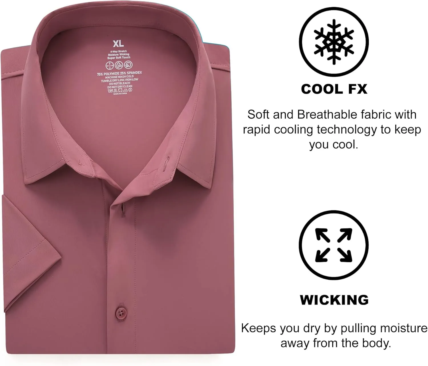 SAMERM Mens Dress Shirt Wrinkle Free Moisture Wicking 4-Way High Stretch Super Soft Casual Button Down Shirts