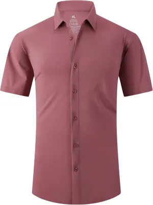 SAMERM Mens Dress Shirt Wrinkle Free Moisture Wicking 4-Way High Stretch Super Soft Casual Button Down Shirts