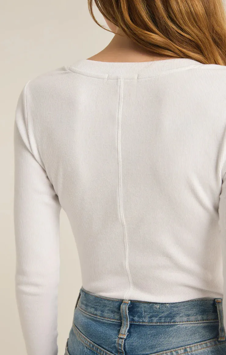 Sirena Rib Long Sleeve Tee | White