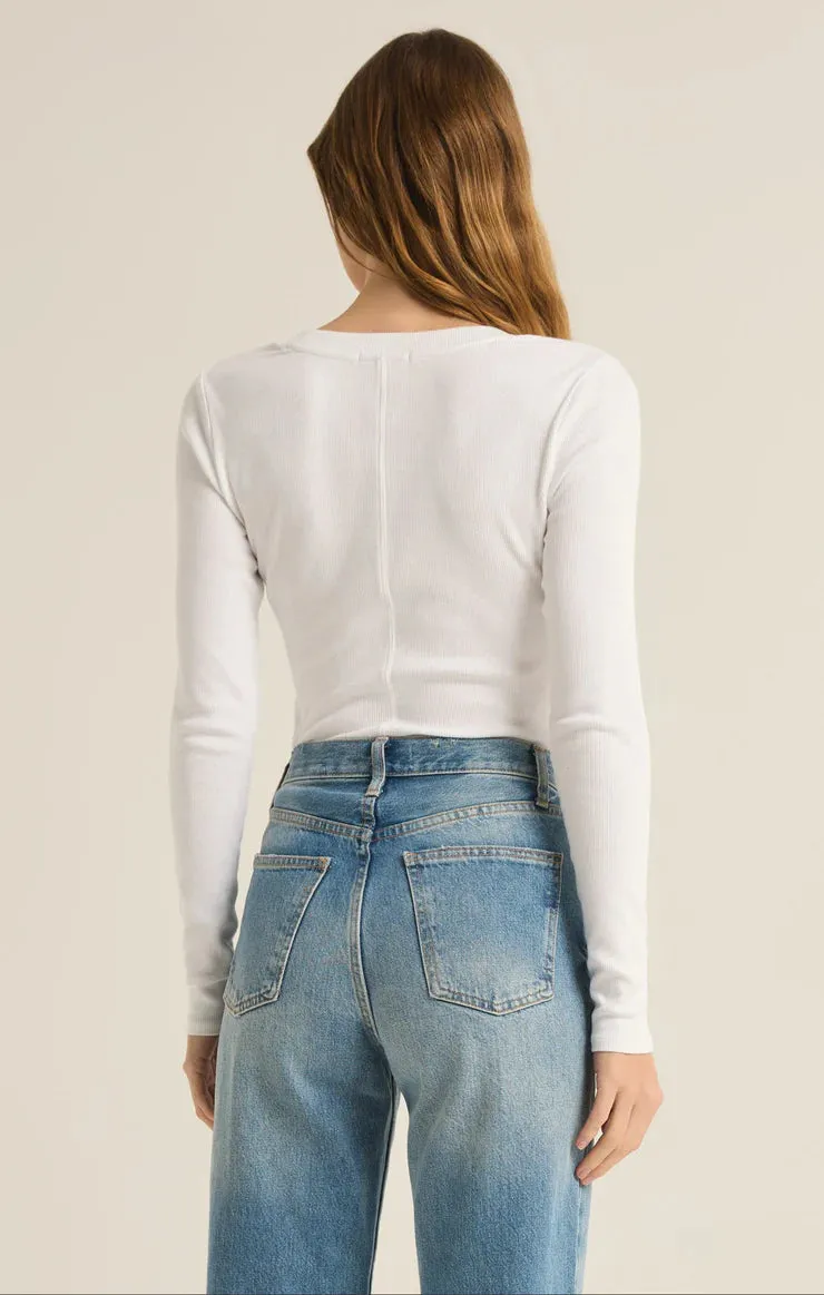 Sirena Rib Long Sleeve Tee | White