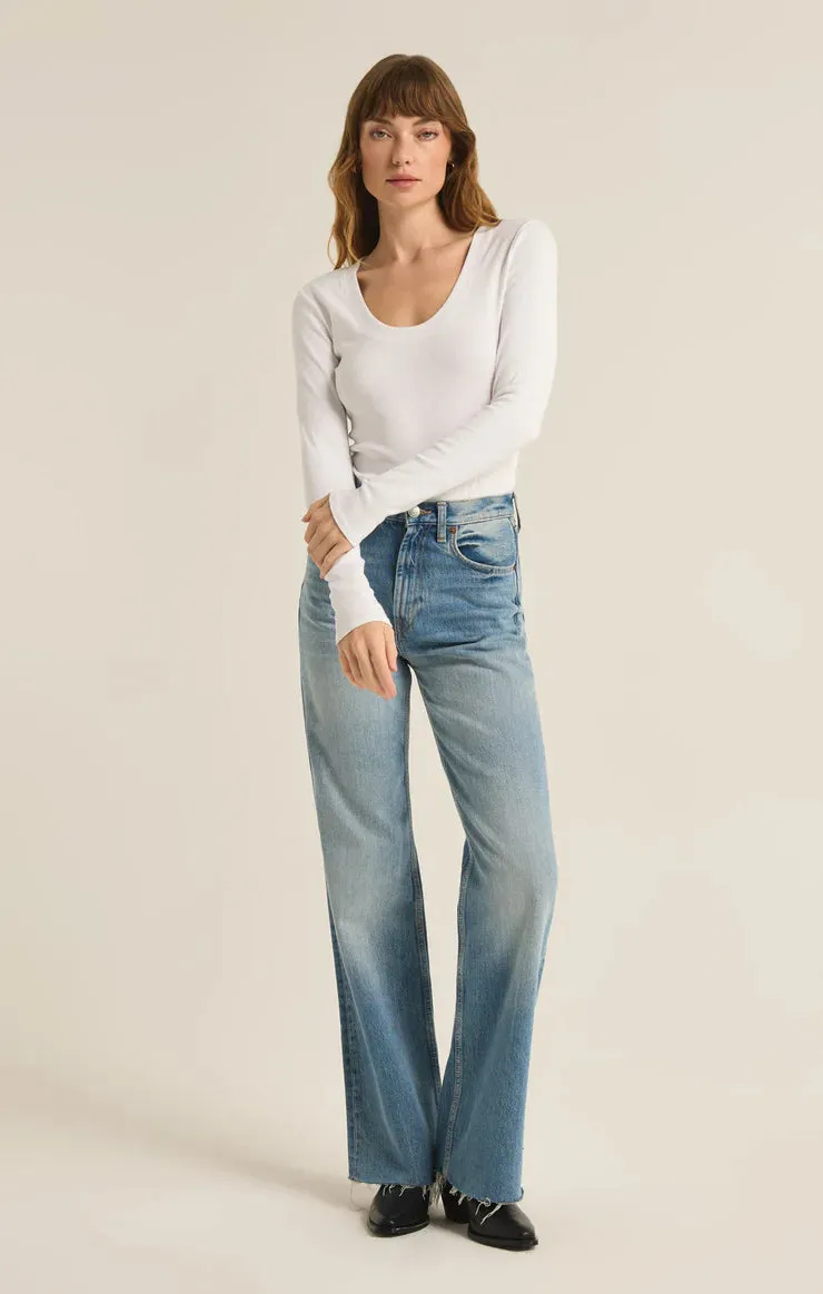 Sirena Rib Long Sleeve Tee | White
