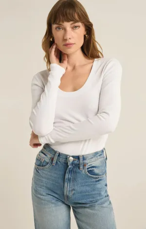 Sirena Rib Long Sleeve Tee | White