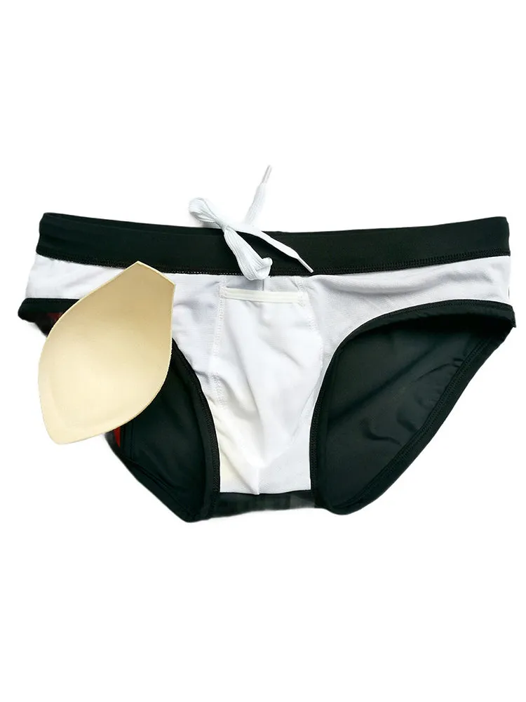 Sporty Contrast Padded Swim Briefs