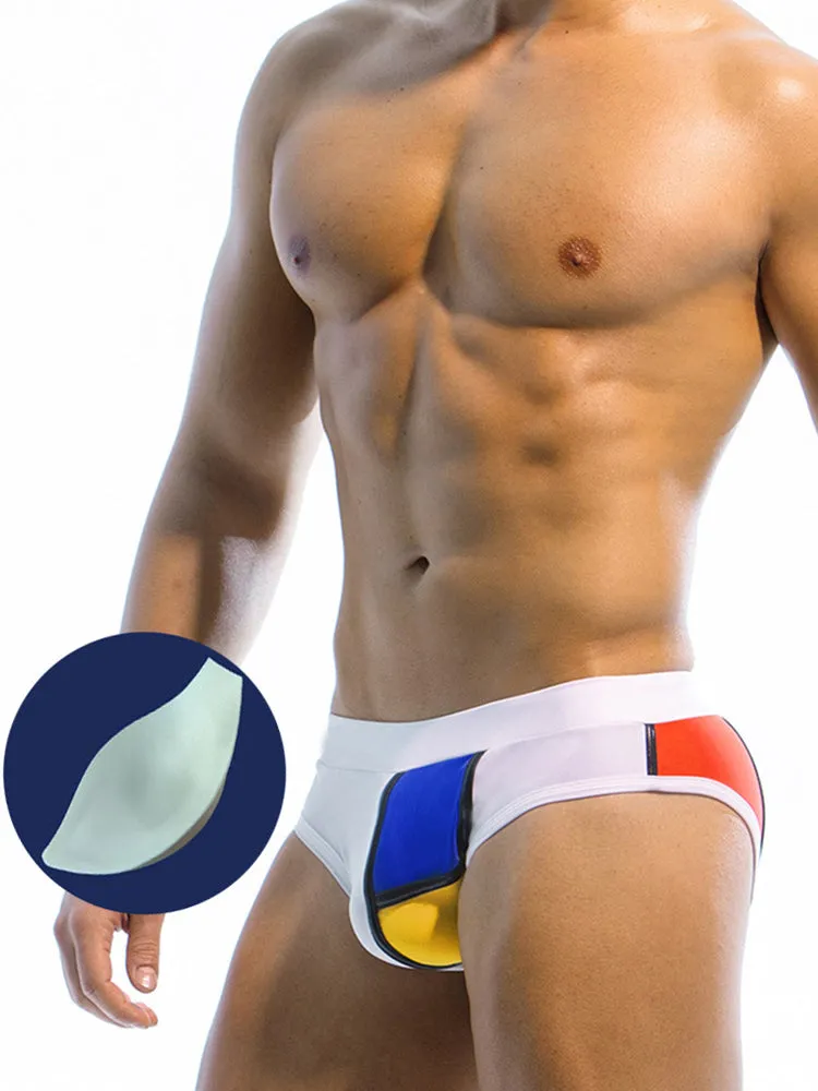 Sporty Contrast Padded Swim Briefs