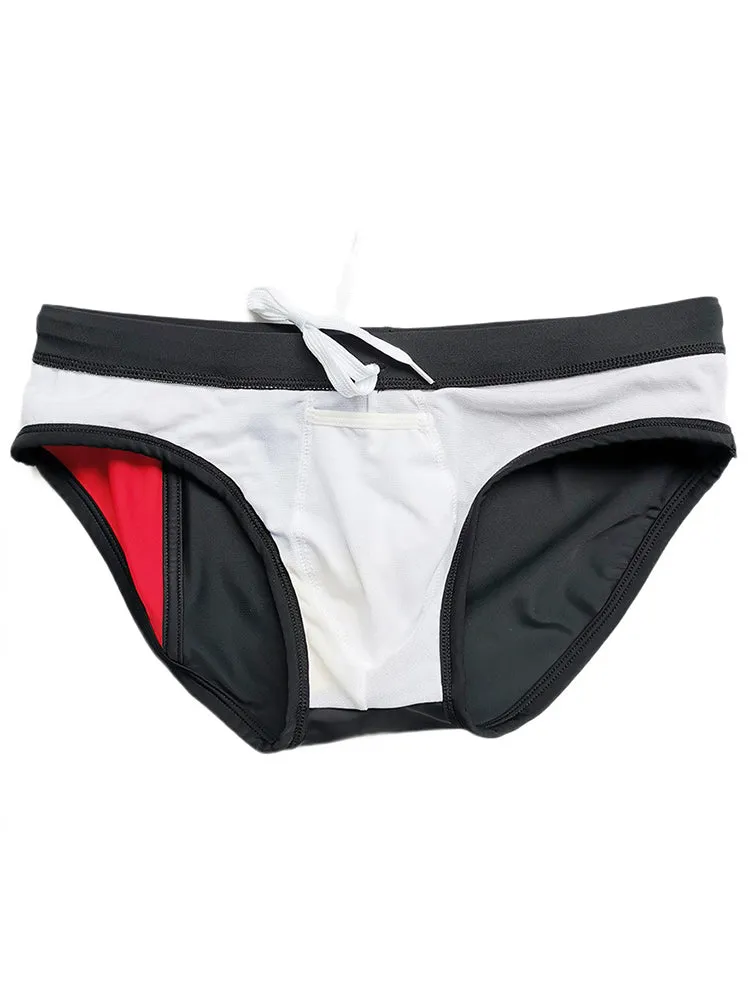 Sporty Contrast Padded Swim Briefs