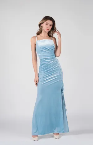 Square-Neck Side Pleated And Slit Dresses