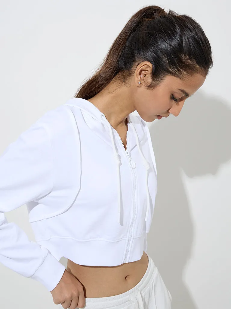 Studiofit White Hooded Cotton Jacket