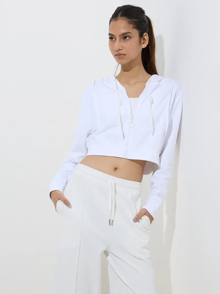 Studiofit White Hooded Cotton Jacket