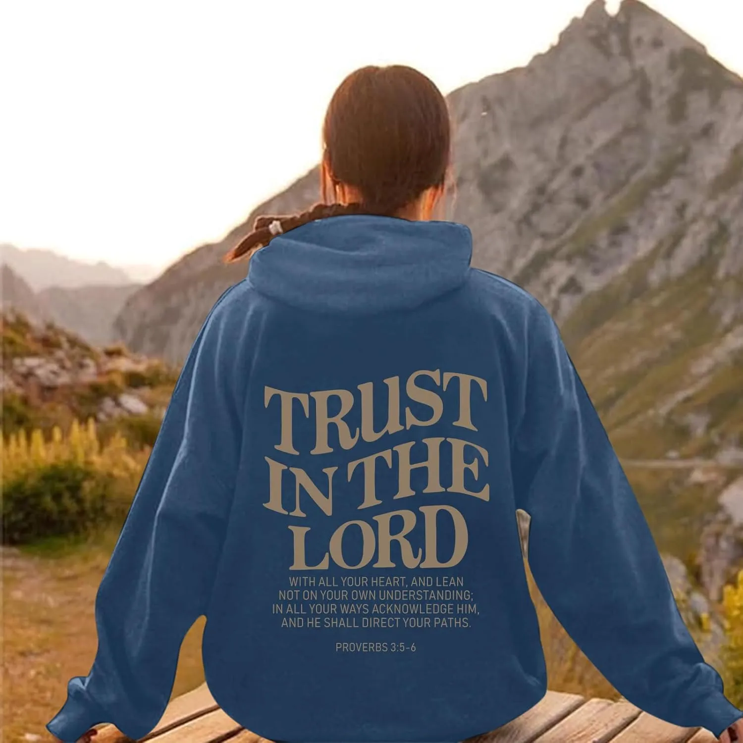 Tuislay Trust In The Lord Graphic Hoodies Christian Faith Sweatshirts For Women Bible Verse Religious Hoodie Pullover Tops