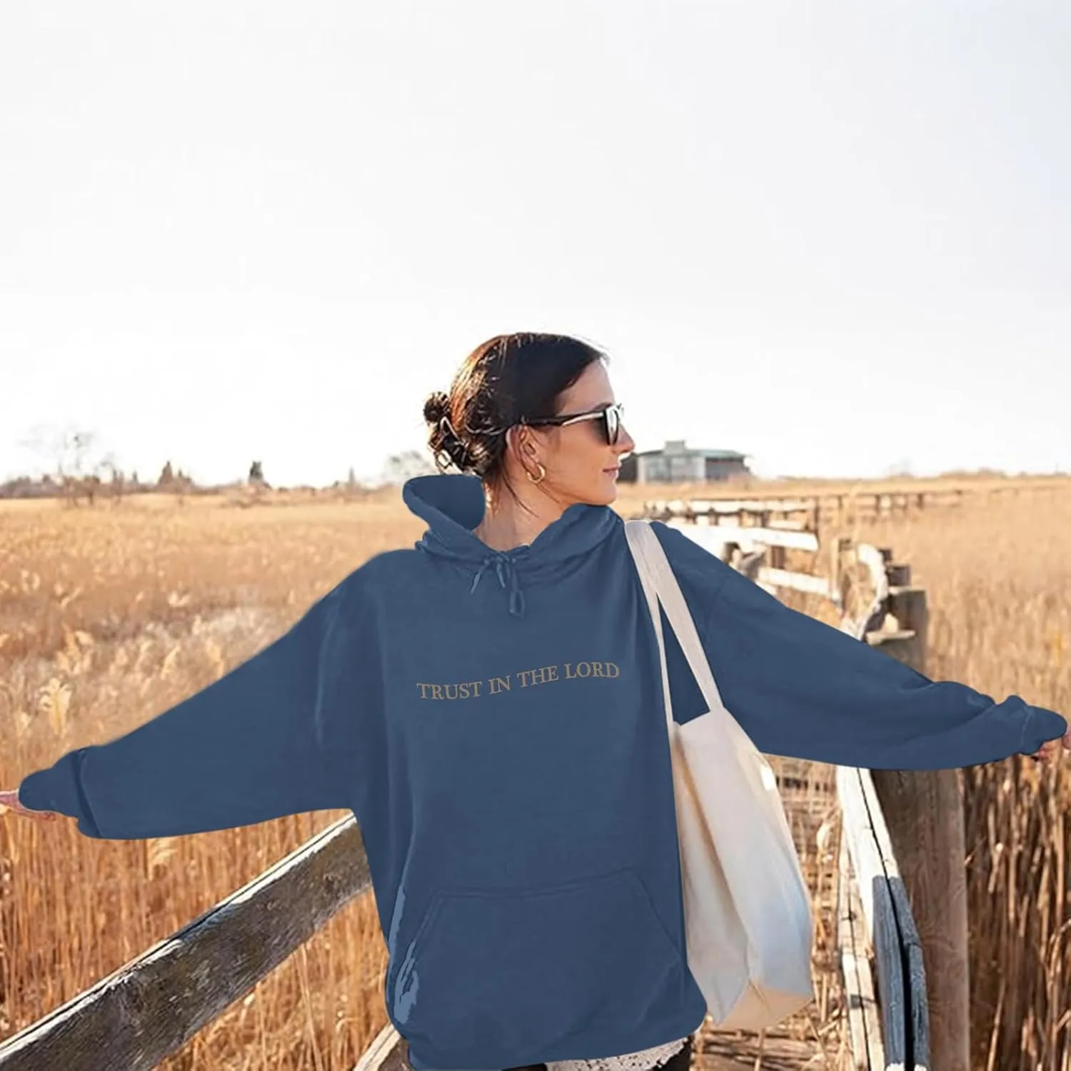 Tuislay Trust In The Lord Graphic Hoodies Christian Faith Sweatshirts For Women Bible Verse Religious Hoodie Pullover Tops