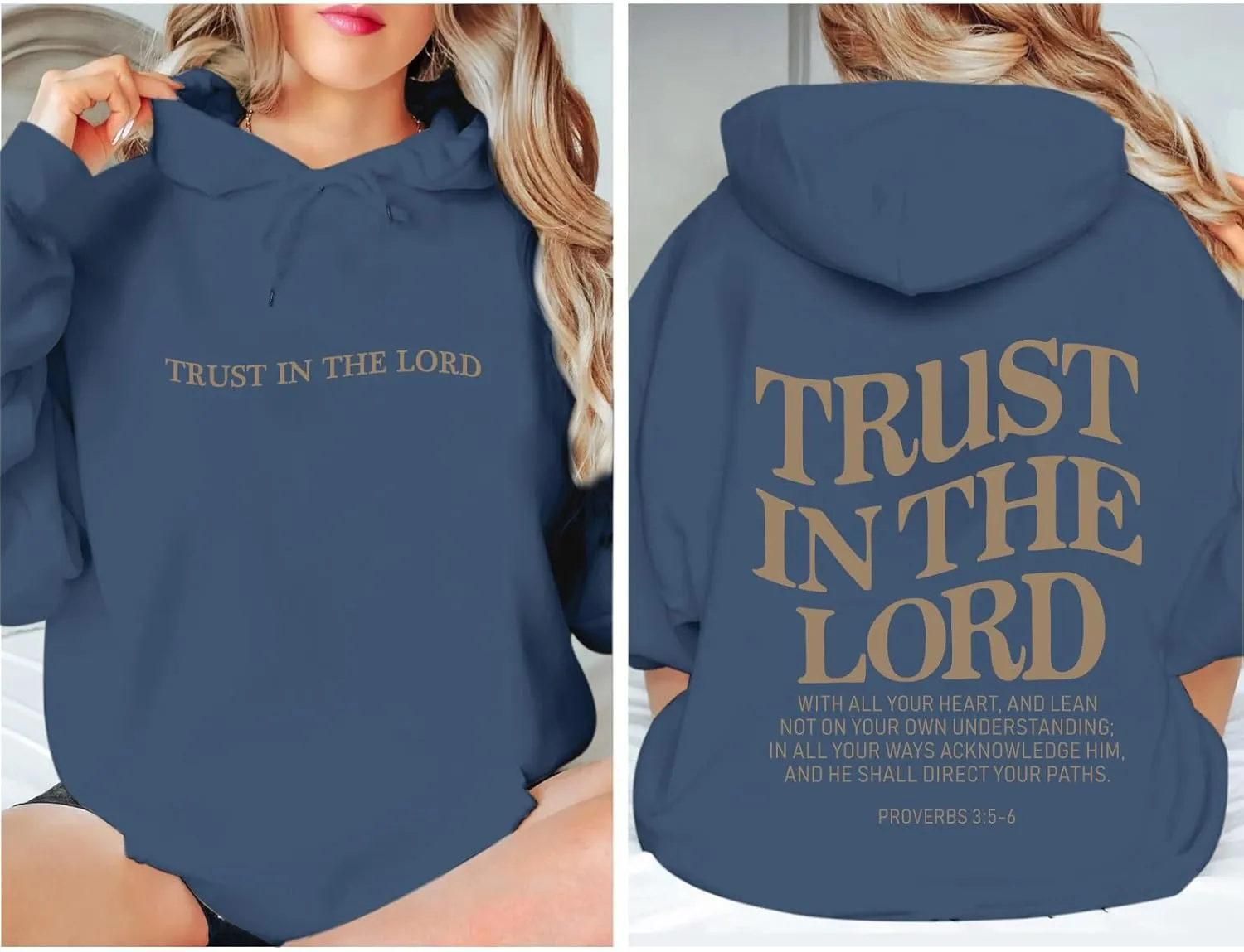 Tuislay Trust In The Lord Graphic Hoodies Christian Faith Sweatshirts For Women Bible Verse Religious Hoodie Pullover Tops