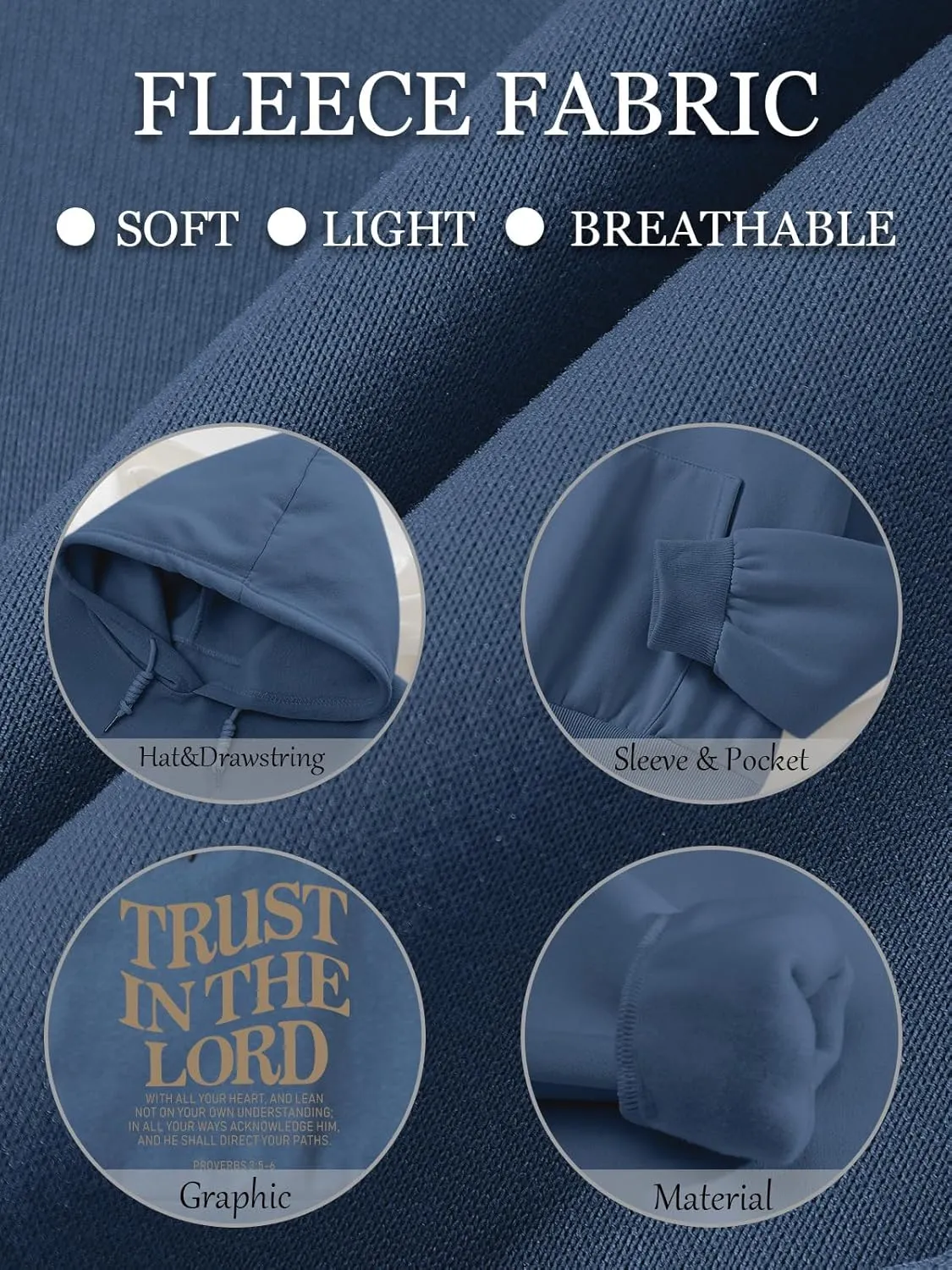 Tuislay Trust In The Lord Graphic Hoodies Christian Faith Sweatshirts For Women Bible Verse Religious Hoodie Pullover Tops