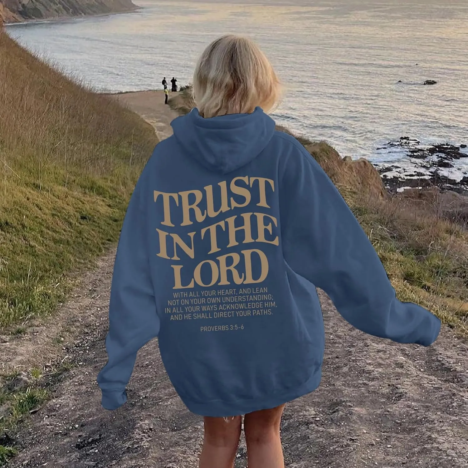 Tuislay Trust In The Lord Graphic Hoodies Christian Faith Sweatshirts For Women Bible Verse Religious Hoodie Pullover Tops