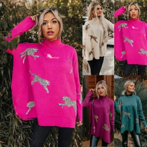 Uitverkoop 49% kortingTijger en luipaardprint Retro Stijl Lange Mouwen Casual Top