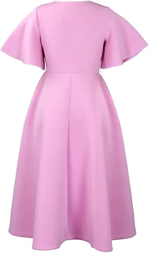 Useagrey Womens Plus Size Dresses Summer V Neck Casual Semi Formal Knee Length Church Wedding Guest Dresses