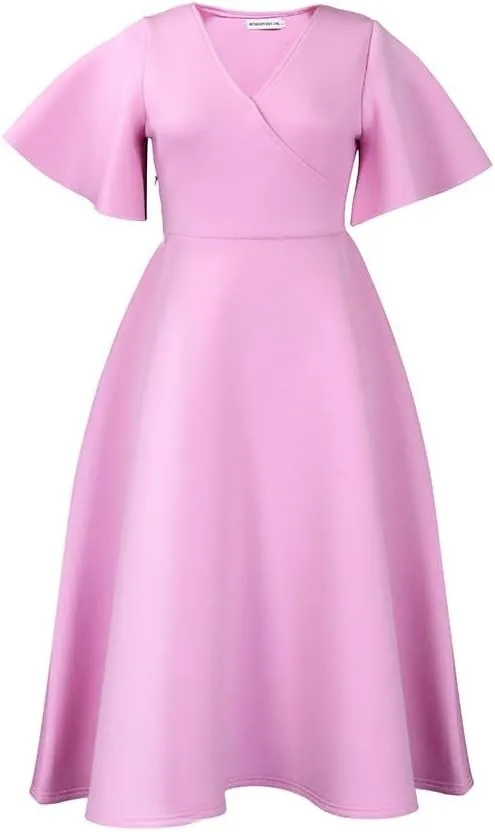 Useagrey Womens Plus Size Dresses Summer V Neck Casual Semi Formal Knee Length Church Wedding Guest Dresses