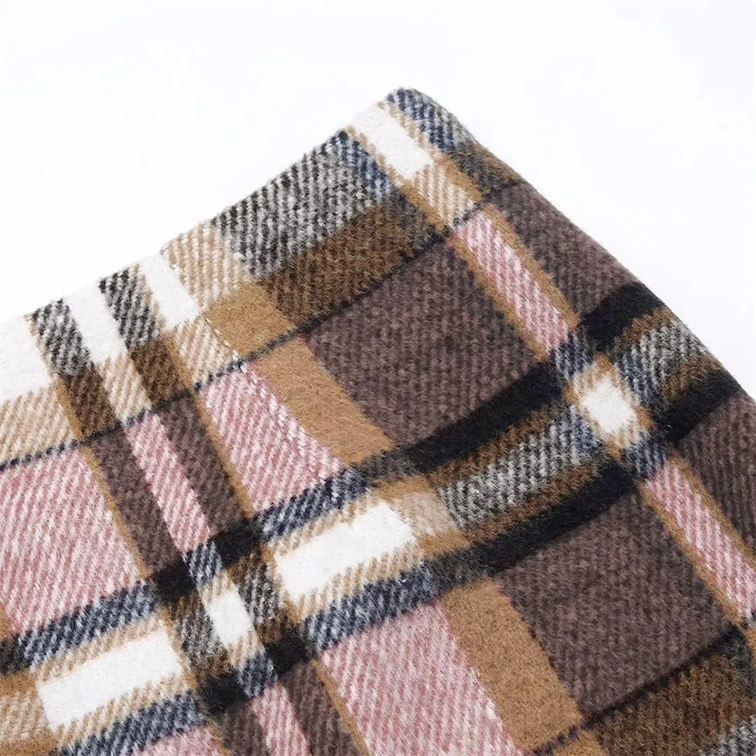 Women Preppy Style and Office Pencil Plaid Skirt Slim Fit Pencil Mini Skirt