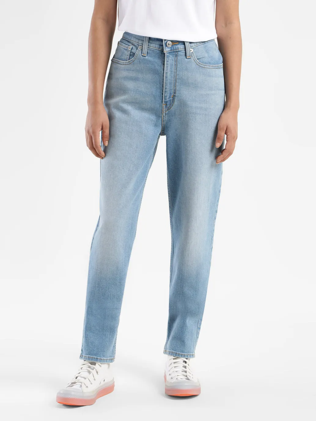Women's Blue Loose Tapered Fit High Rise Jeans