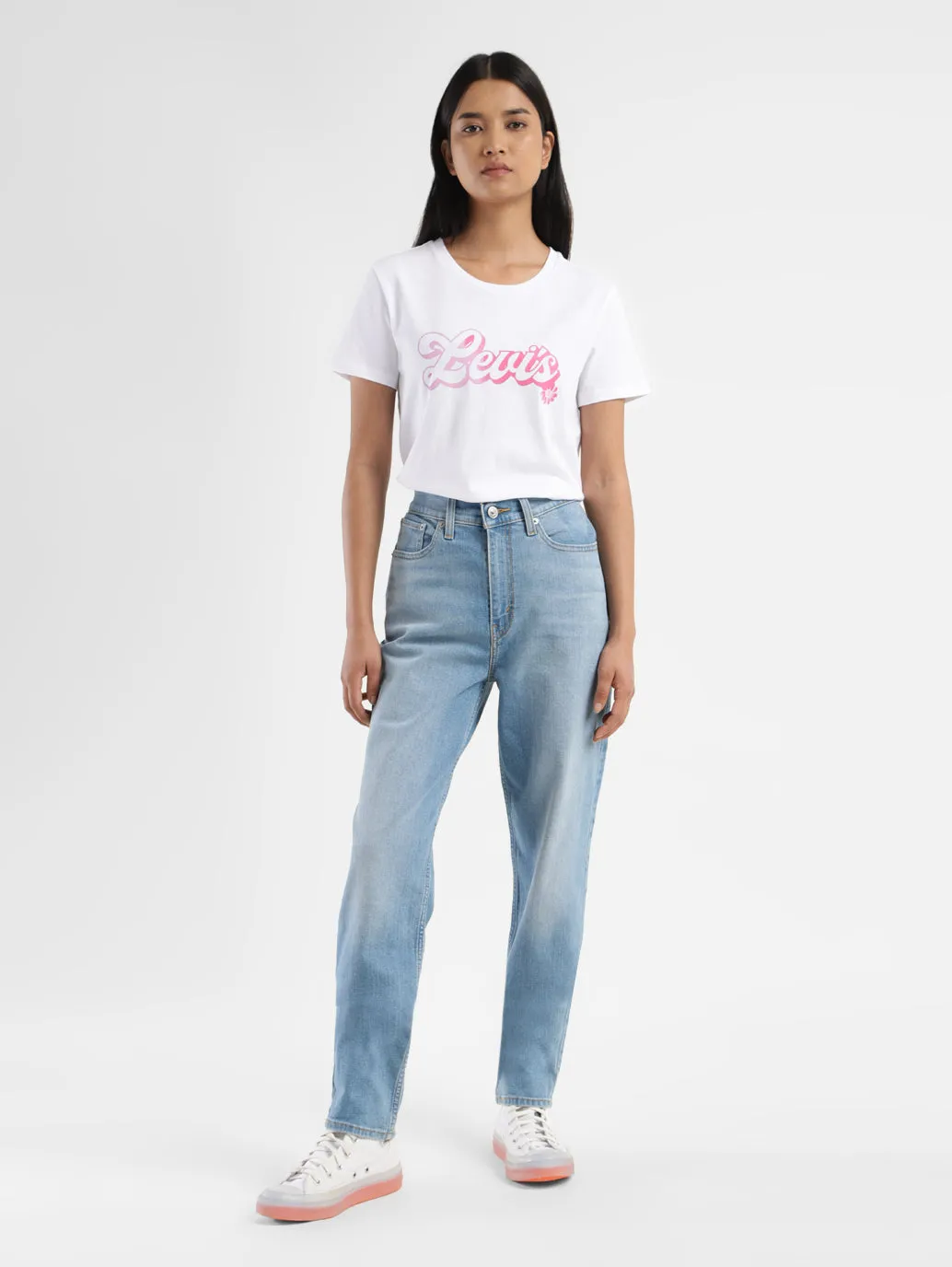 Women's Blue Loose Tapered Fit High Rise Jeans