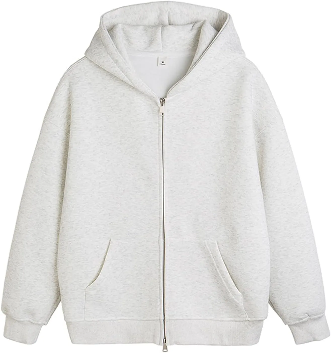 Womens Double Zip Up Hoodie Oversized Vintage Hoodied Heavyweight Fleece Sweatshirt Full Zip Cotton Hooded