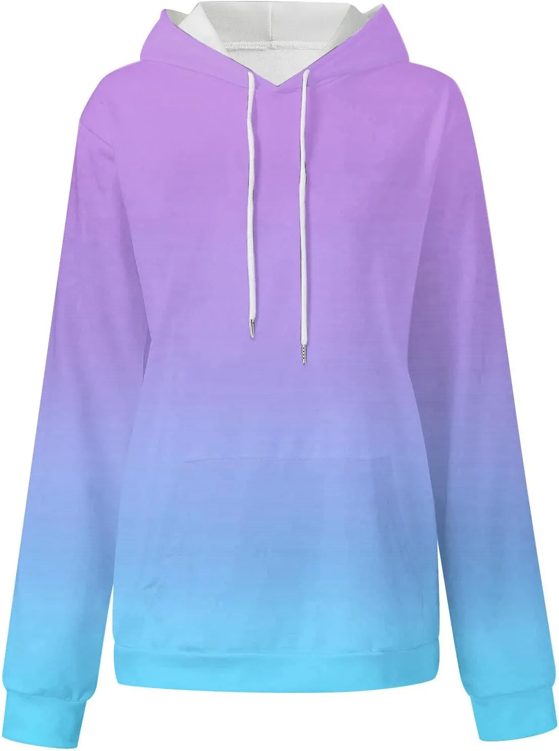Women's Oversized Hoodies Plus Size Gradient Color Fall Tops Drawstring Trendy Pullover Tees Loose Preppy Clothes