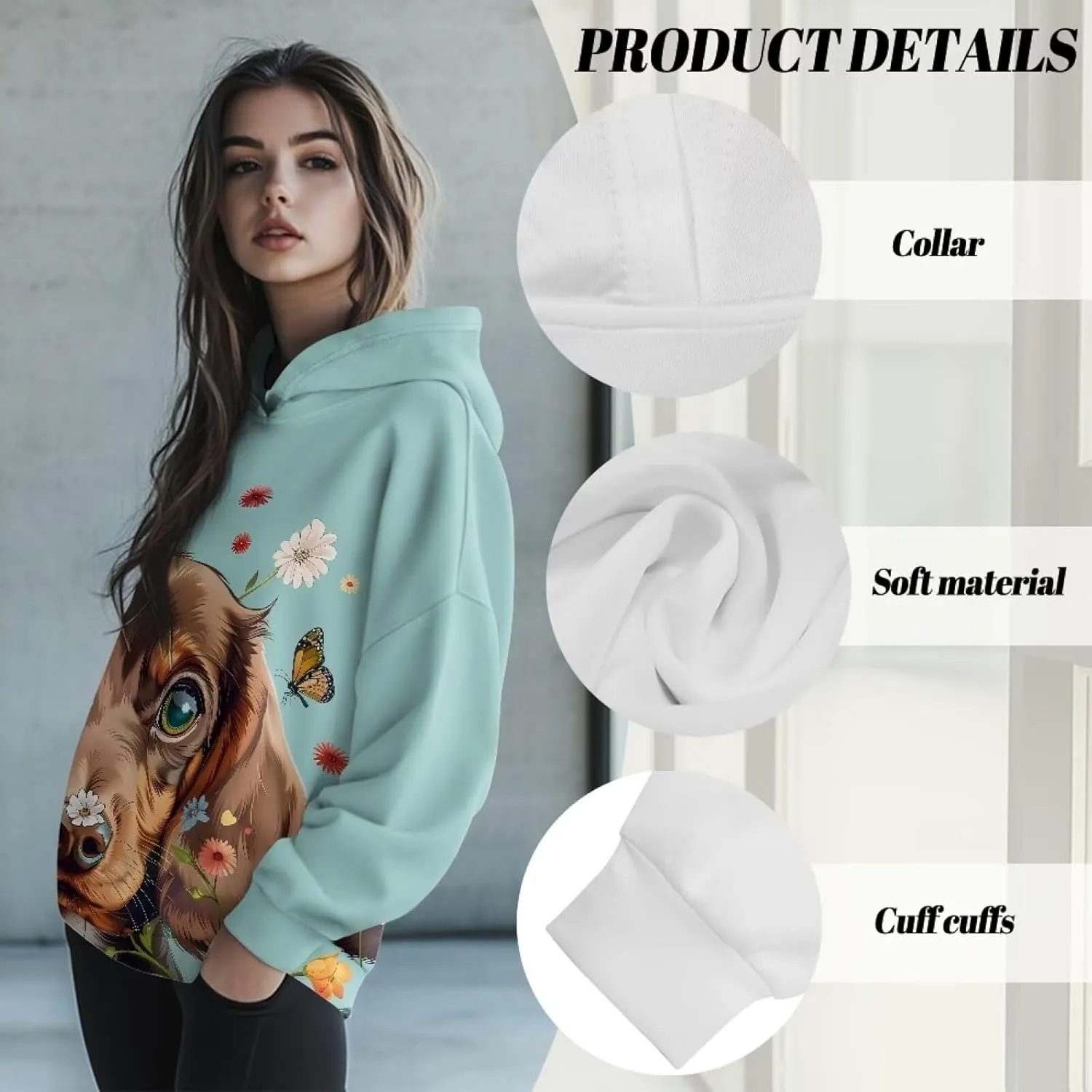 Womens Oversized Sweatshirts Athletic Hoodies Long Sleeve Pullover Hooded Tops