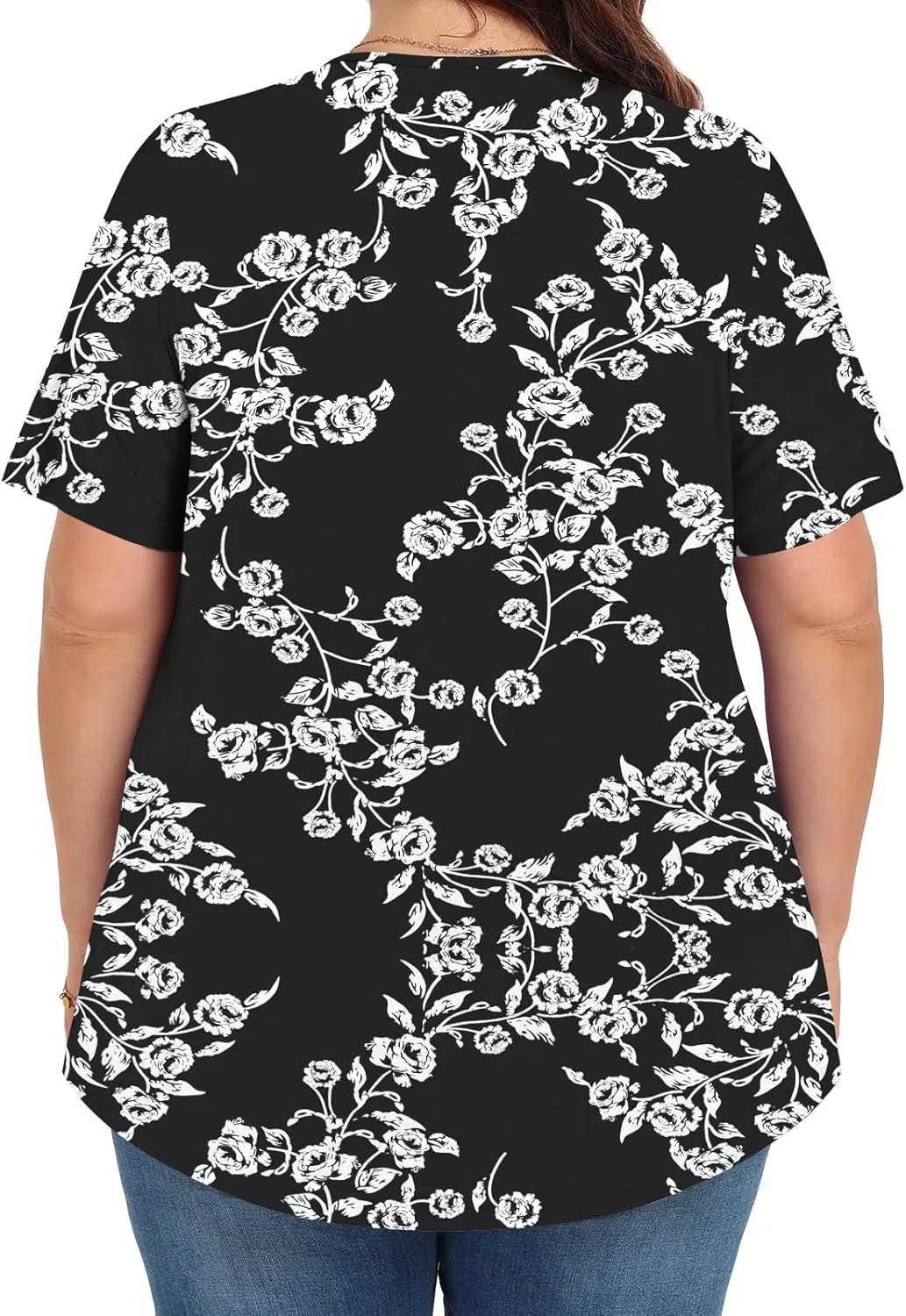 Womens Plus Size Tops Summer Shirts Tunic Short Sleeve Crew Neck Loose Fit Blouse 1X-5X