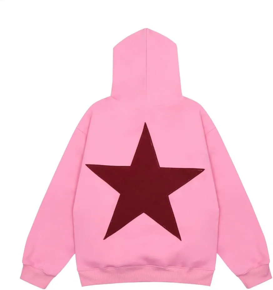 Y2k Star Hoodies Oversized Graphic Hoodies Aesthetic 90s Crewneck Sweatshirt Long Sleeve Pullover Tops